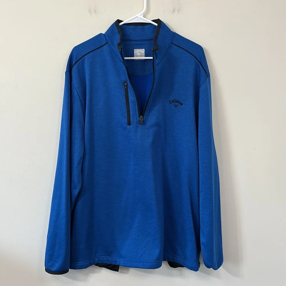 Callaway Men’s 1/4 Zip Tech Golf Fleece Olympian Bl Htr Blue Size XL - Picture 6 of 9